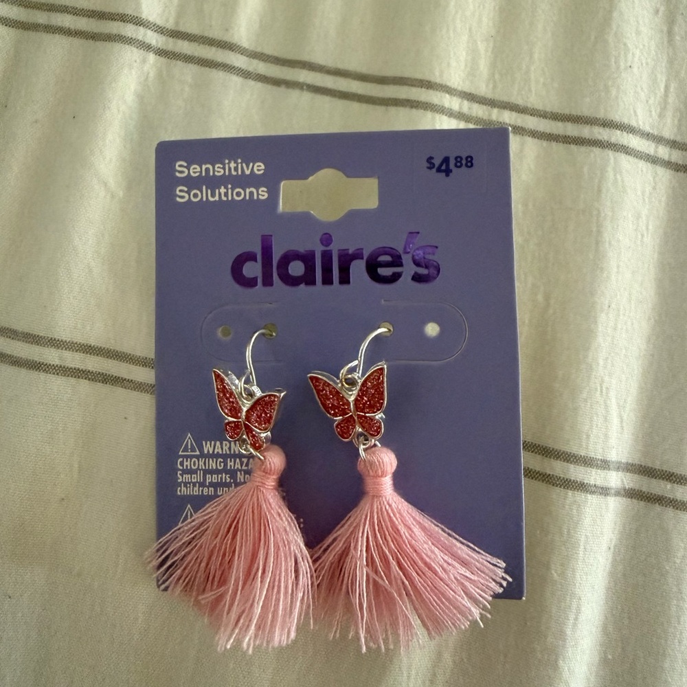 Claire's Pink Tassel Earrings